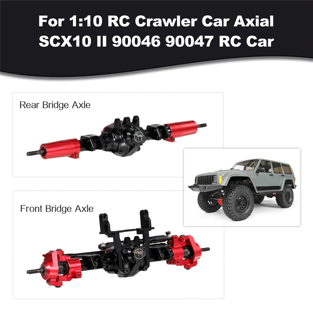 RC Car CNC Metal Front / Rear Axle with Protector for 1:10 RC Crawler Car Axial SCX10 II 90046 90047