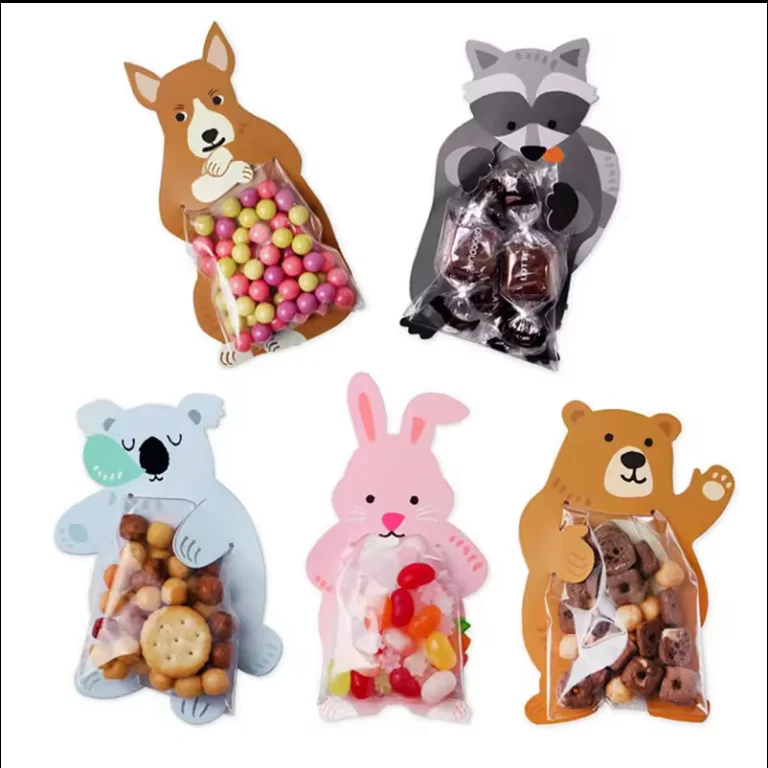 Birthday Easter Party Decor Kids cute Animal sweets Candy Gifts Bag Paper Cards Cartoon Animal Lollipop Candy Packing Bags