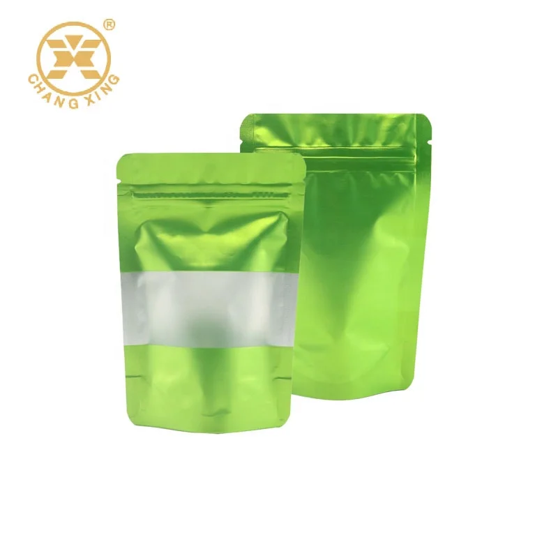 
Stock Colorful Stand Up Aluminum Foil Food Packaging Pouch Bags With Window 