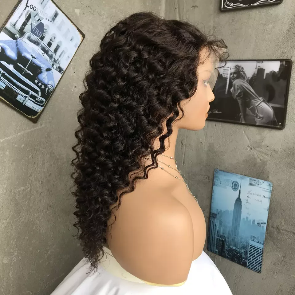 Factory Wholesale Deep Wave HD Full Lace Wigs Human Hair Lace Front Peruvian Virgin Hair 360 Lace Front Wigs for Black Women