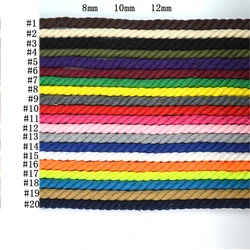 Multi Colored  twisted cord 8mm 10mm 12mm Macrame Braided Cords cotton Cord twisted macrame