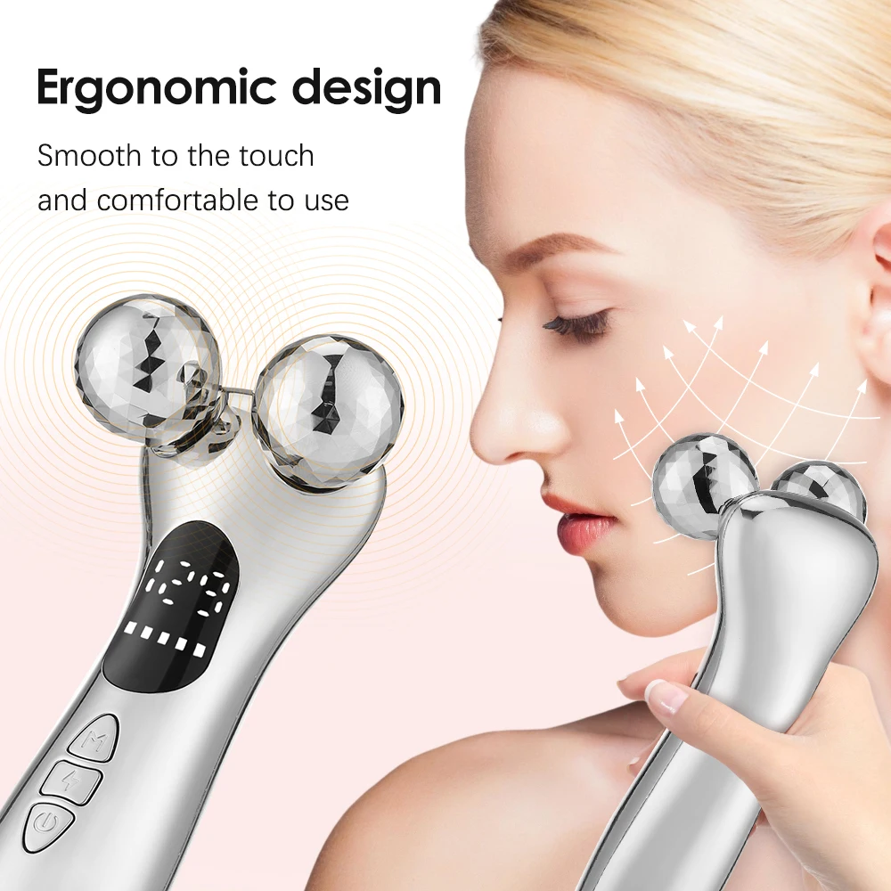 2024 Cross border New EMS Roller Massage Device Facial Intelligent 12 Mode 9-Level 4D Pulse Facial Slimming Device Beauty Device