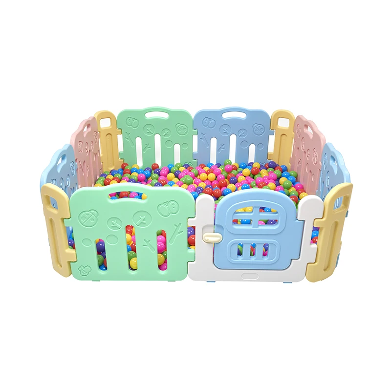 
16 sided panel adjustable foldable multi-color panels PE safety plastic baby playpen kids large playpen set 