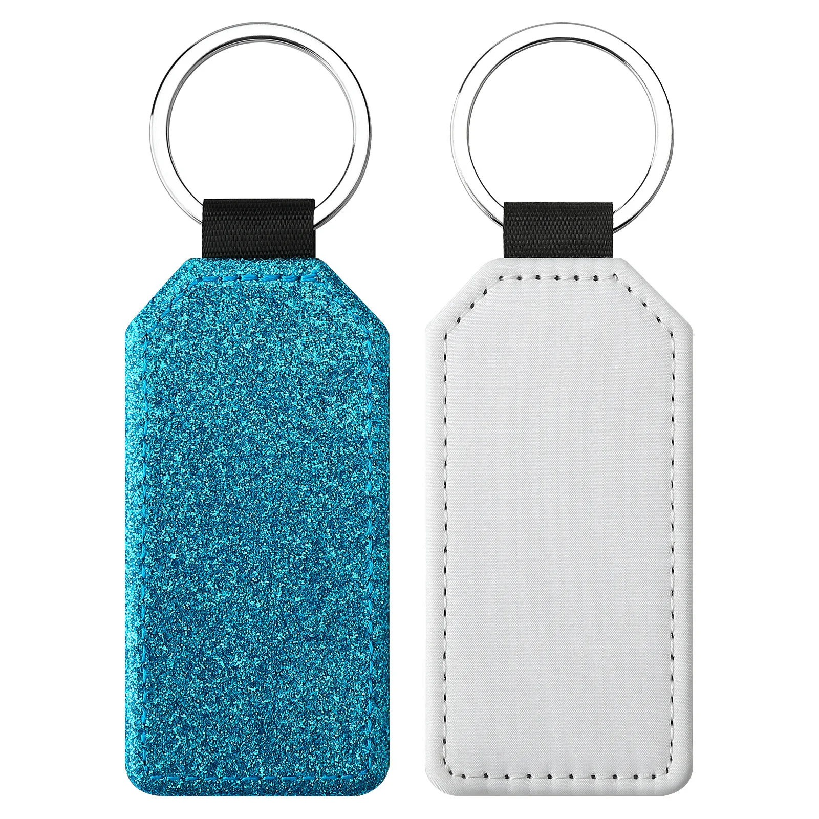 Promotional Thermal Transfer Blank Leather Keychain PU Leather Keyring with Custom Logo