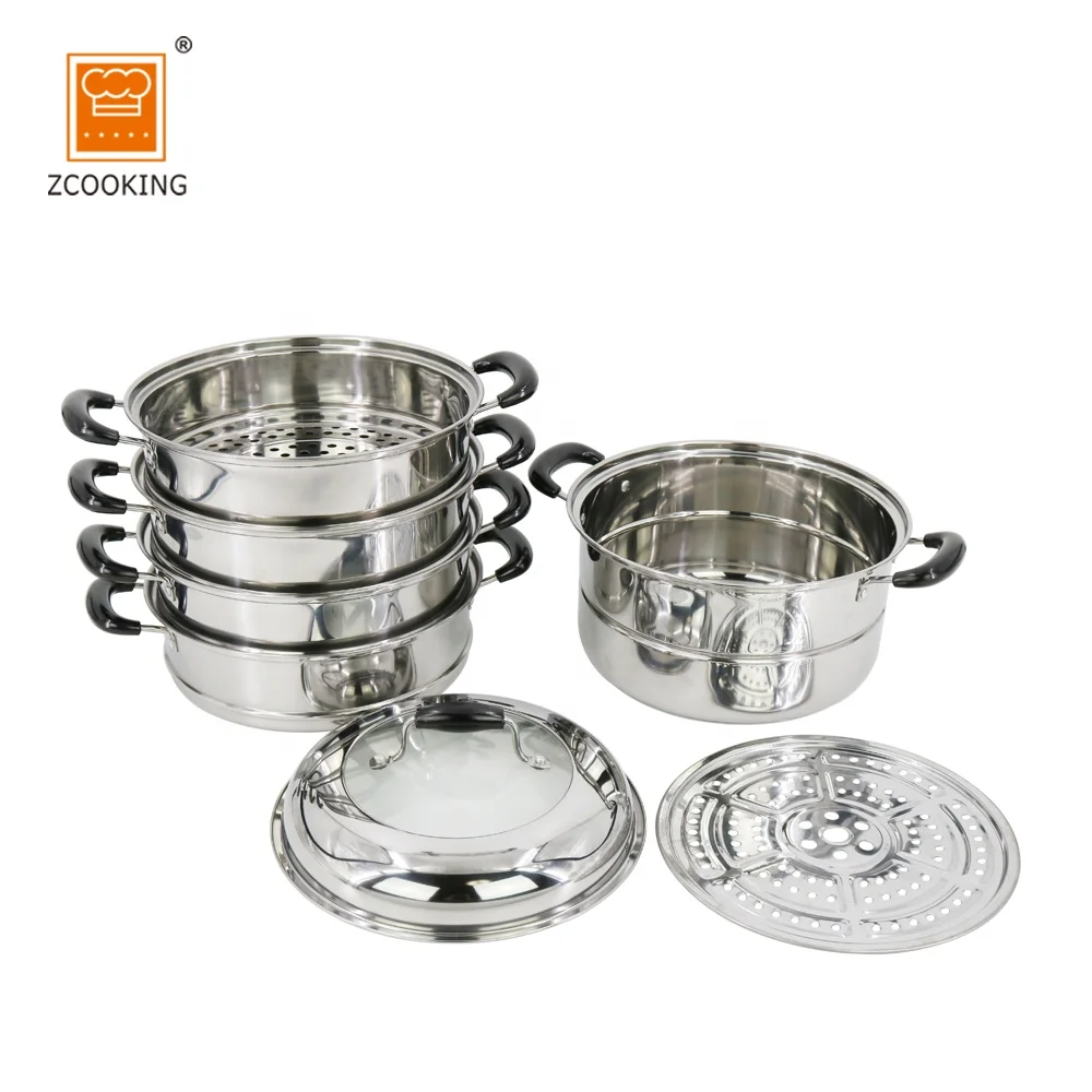 30cm 4Layer Dumpling Steamer Stainless Steel For Dumpling With Visual Lid
