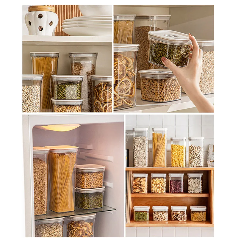 Hot Sale Rectangle Transparent Airtight Food Spice Glass Storage Jars With Breathable Lid