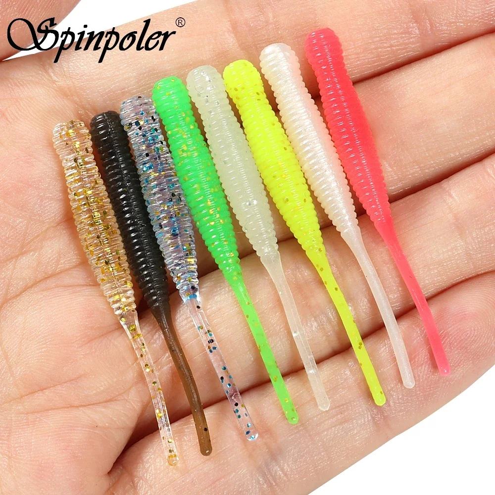 Spinpoler TPR Floating Ajing Soft Lure Pin Tail Worm Luminous Jig Swimbait Rock Fish Artificial Bait Bass Pike Trout Tackle