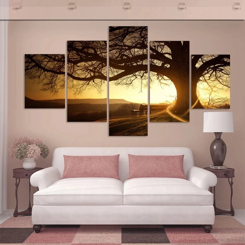 Panel Tree Canvas Painting for Living Room Wall Decor Landscape Home Decoration Wall Art Wholesale Drop Shipping 5 Customised