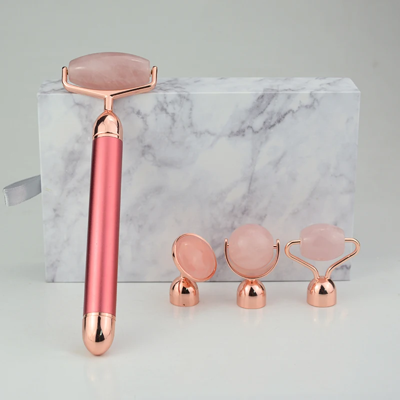 Electric Vibrating  Rose Quartz Jade Face Roller Massager