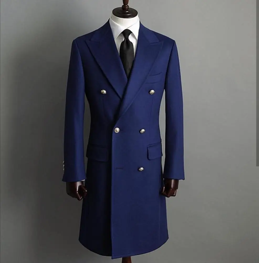 2019 Best Selling Fashionable Factory Price Luxury Classic Navy Blue Cashmere Coat Men Cashmere Coat For Men