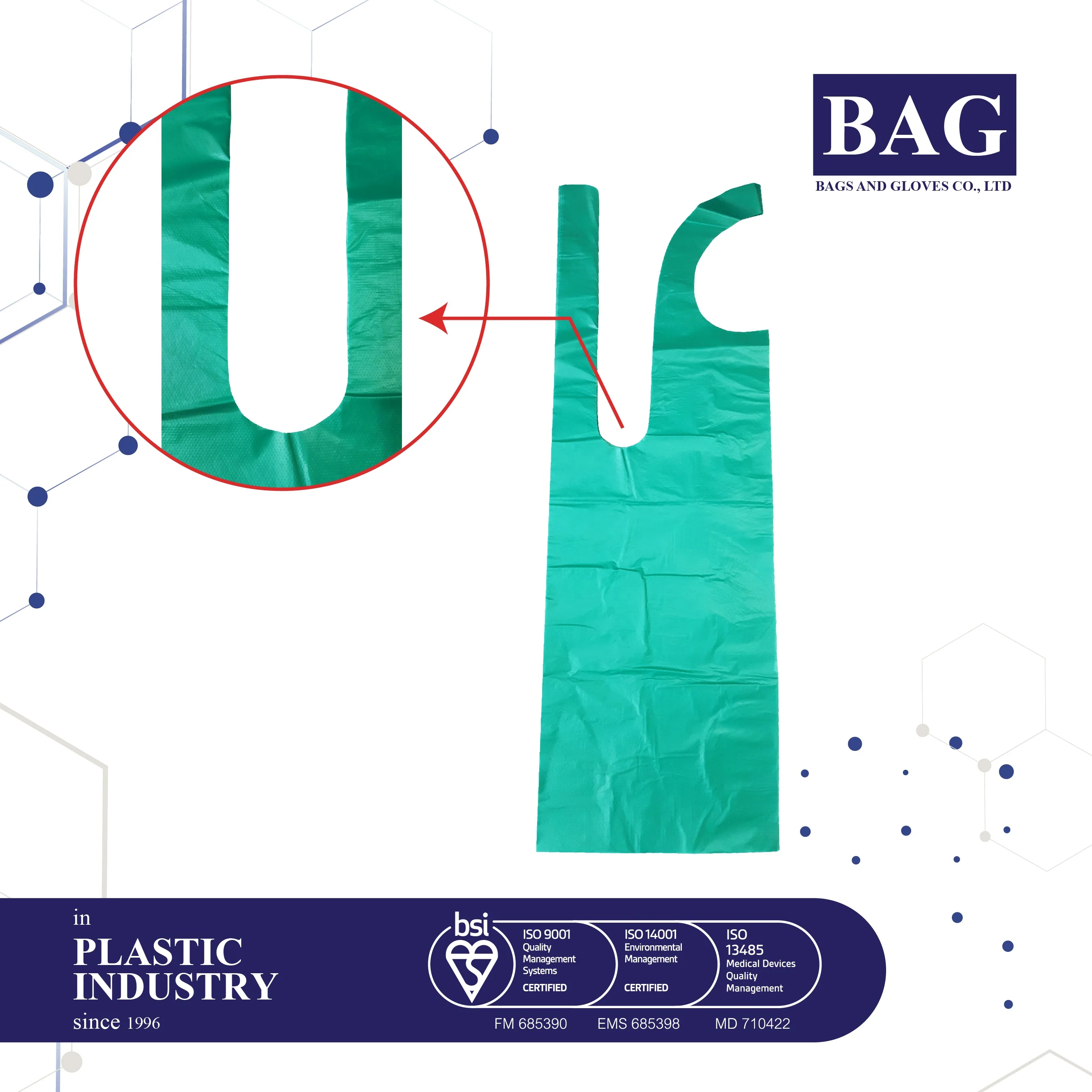 
Disposable cheap price Green aprons, One size fits all 