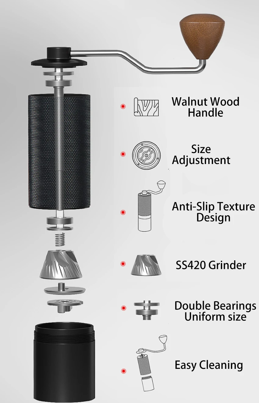 Hand Adjustable Aluminum Alloy Coffee Grinder Coffee Beans Grinding Mill Coffee Beans Grinder