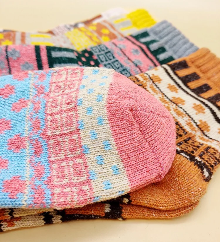 5 шт в упаковке женские разноцветные винтажные зимние мягкие теплые толстые шерстяные вязаные толстые короткие носки