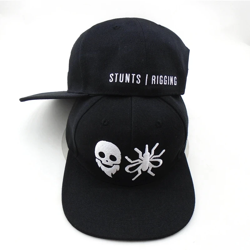 Supplier Black Snapback Hat Flat Bill Customize Snapback Caps Hats With Custom Logo Embroidery 6 Panel High Quality Snapback Cap