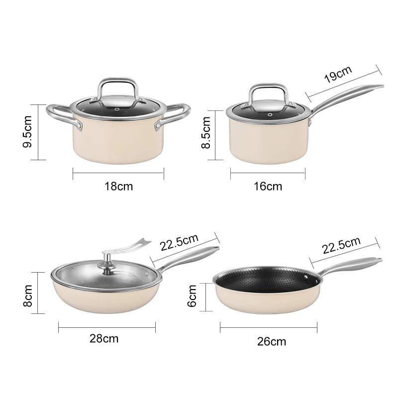 Customized Food Grade Safe Anti-Scratch Coating Cookwares Induction Kitchen Ceramic Nonstick Cookware Sets