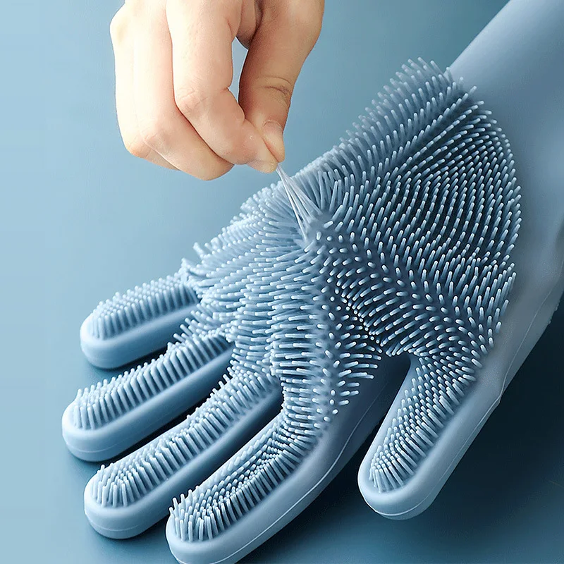 Free Samples Factory Wholesale Silicone Dishwashing Gloves With Scrubber