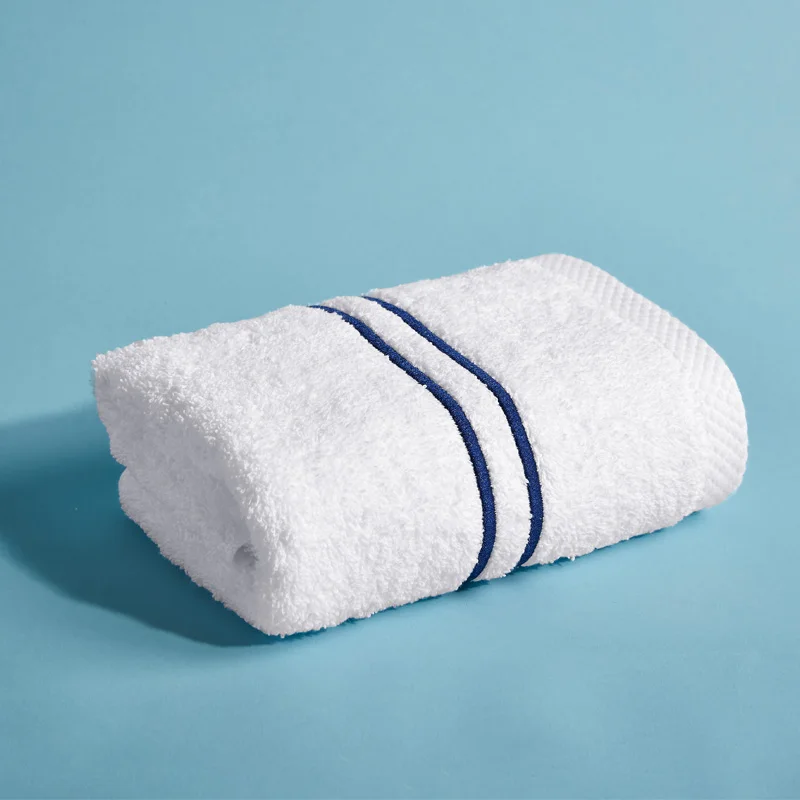 100% Cotton white Luxury embroidery 2 lines Hand Towel for 5 star hotel spa bathroom