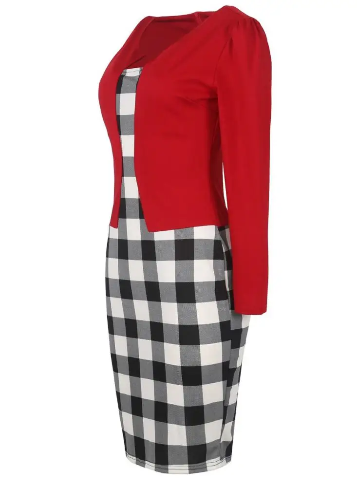 work dresses 2021 Cotton Women Business Dress Suit slimming & different size for choice & false two piece patchwork 298399