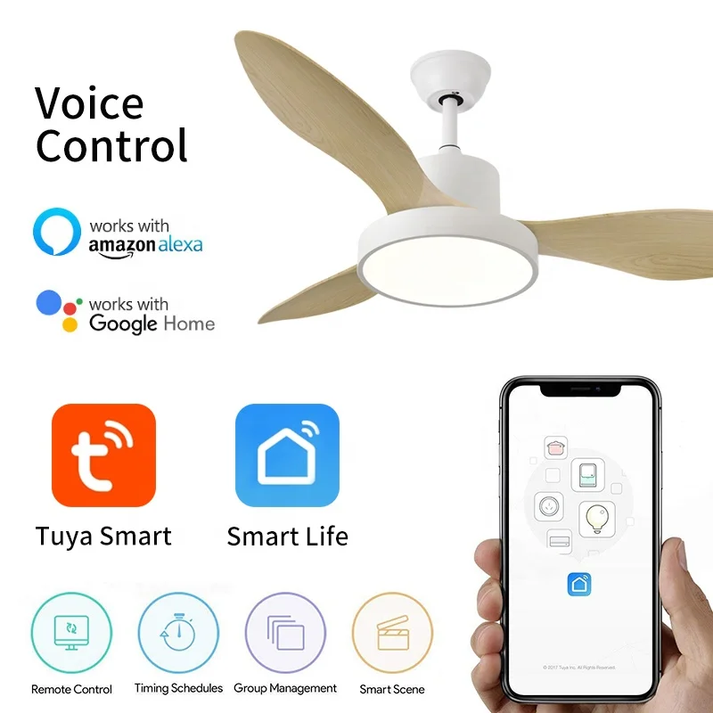 733A 48W 3300LM  ceiling fan with 3 blades DC 39X120X120CM 3000-4000-6000K remote control