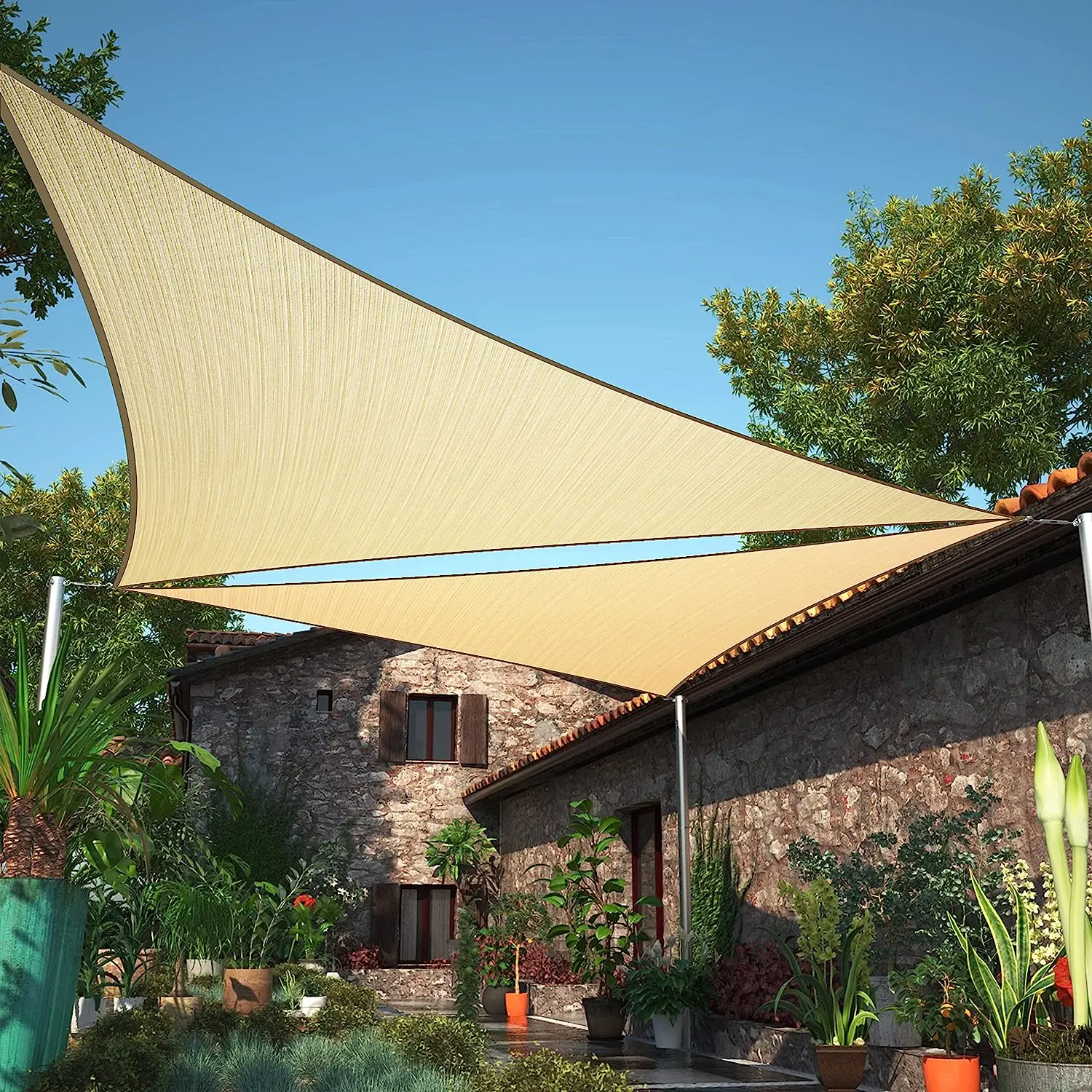 Dandelion 180gsm HDPE Anti-UV Sun Shade Sail Triangle for Patio Garden Canopy Swimming Pool Covering