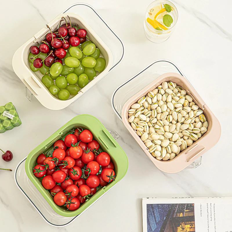 Wannuo Thickened Double Fruit Melon Seed Tray Household Retractable Drain Food Storage & Containers