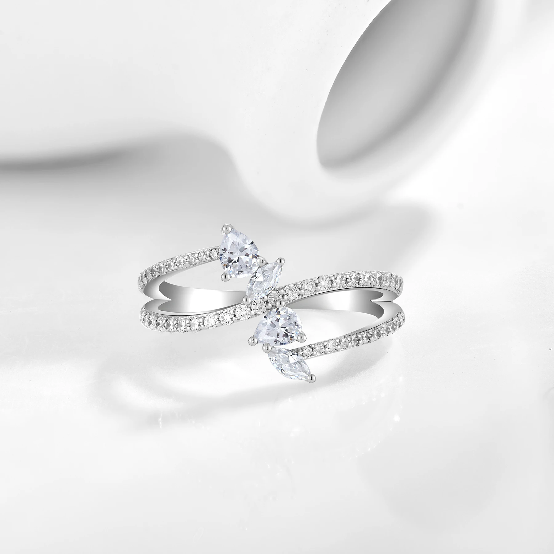 925 silver wedding rings Geometric cutting ring for women simple multi layer stacked ring fine jewelry wholesale
