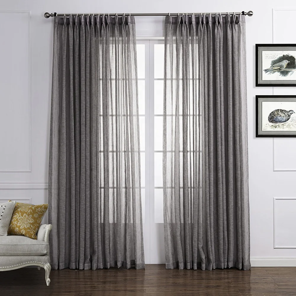New modern hot nice solid linen sheer curtain many colors solid window thick home hotel cafe voile curtain