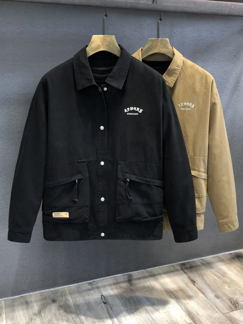 Men outerwear jacket 100% polyester windbreaker street jackets casual loose fit outdoor man jacket winter