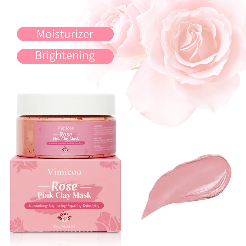 Hot Sale Vegan Skin Care Cleansing Pore Shrinking Face Smoothing Whitening Claymask Australian Pink Clay Rose Mask