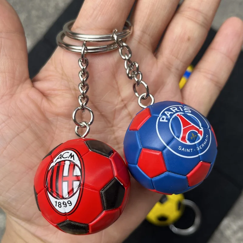 Hot Sale Soccer Fans Keychain Mini PVC 3D Football Club Key Chain Pendant Souvenirs Men Boyfriend Birthday Gifts