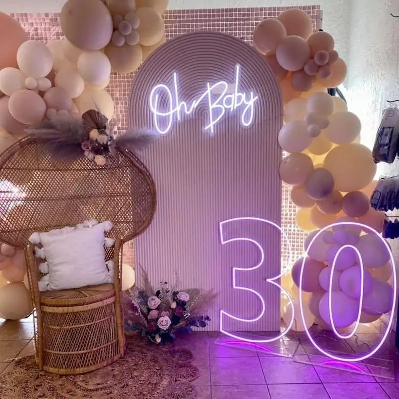 Drop Shipping 2023 Custom Neon Lights Sign Numbers Popular Led Advertising 21 40 Neon Sign With Stand For Wedding Decor