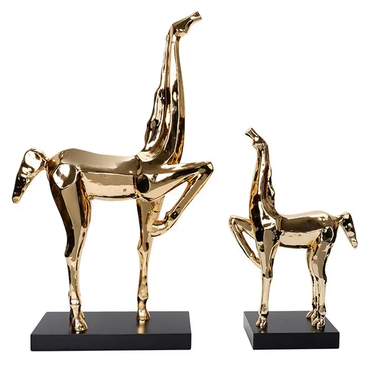 High End Nordic Modern Home Decor Abstract Electroplating Geometric Sculpture Cheval Mare & Pony Horse Resin Craft