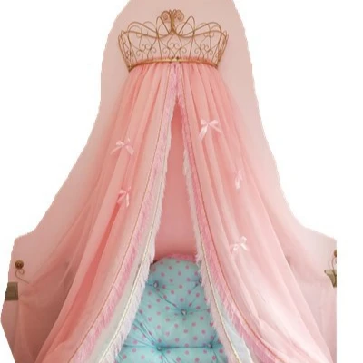 Crown Bed Curtain Princess Nordic Retro Double Tassel European Decorative Bedside Background Mosquito Net