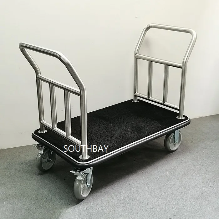 Stainless Steel Luggage Bellman Cart for Hotel & Restaurant Use