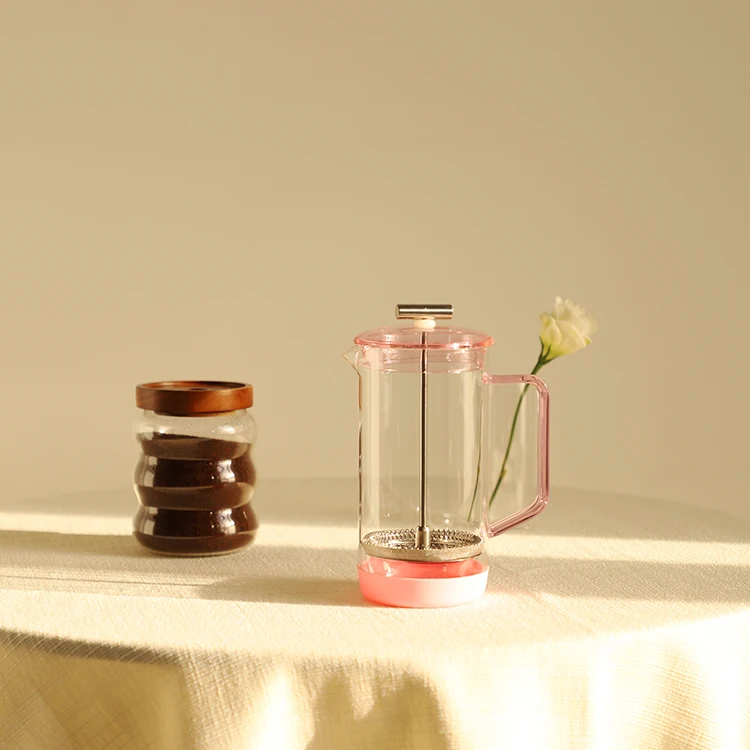 French Press Coffee Tea Brewer Pot Maker Kettle Heat-resistant Stainless Steel Borosilicate Glass Plunger Coffee Pot With Scale