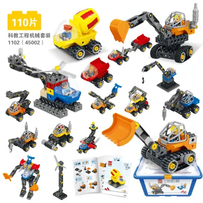 Kids Diy Educational Toys ,Large Particles Excavator Helicopter Copter Building Blocks