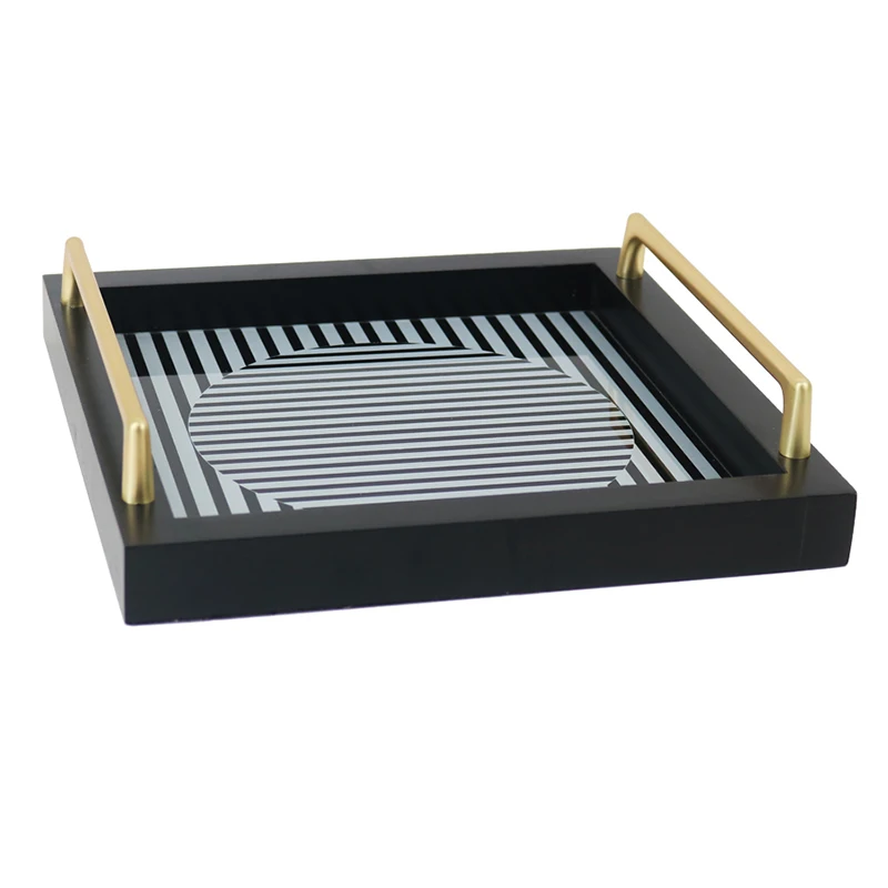 
Wholesale Large Custom Rectangle Marble Decorative Serving Food Tray With Handle 