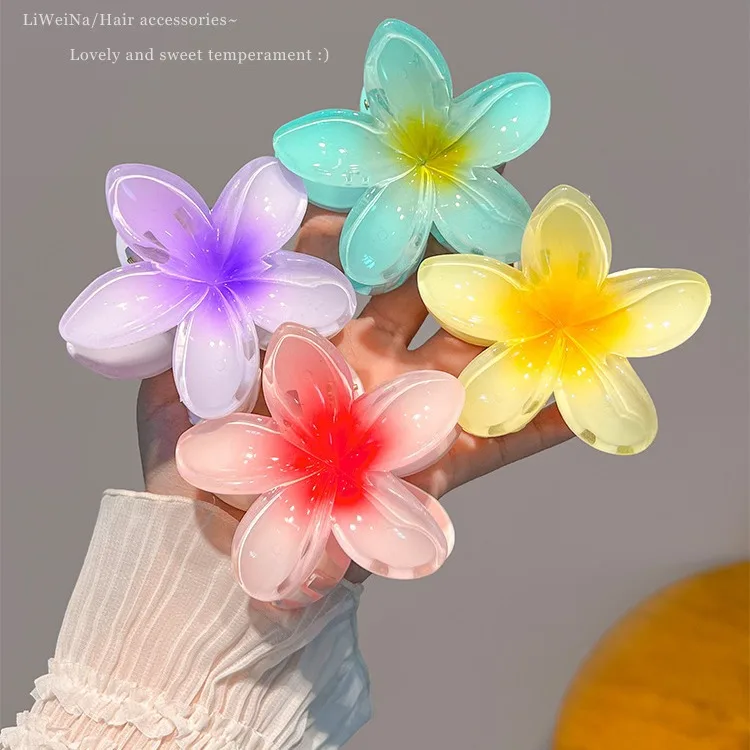 Beach resort style egg flower hair clips girls back of the head half tie hair grab clip temperament shark clip headdress hairpin