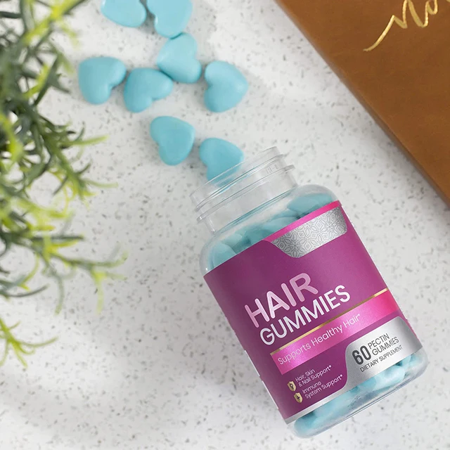 Sugar Free Adults Hair Gummy Vitamins with Biotin Vitamin D Folic Acid for Hair Growth