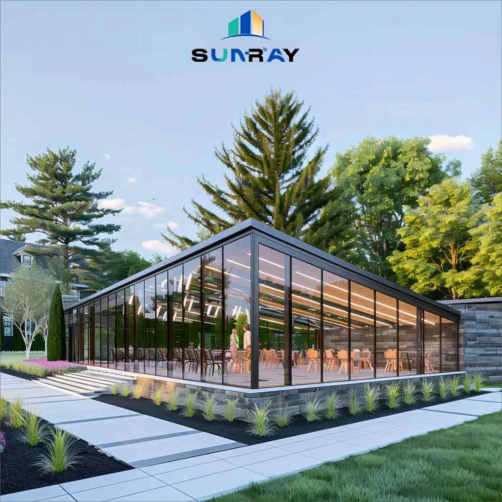 Outdoor Garden Sunroom with Low-e Tempered Glass Small Tiny House Sunny Sunshine Glass Sunrooms for Villa Aluminum Frame