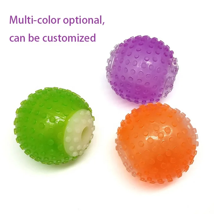 attractive dog chew ball,glow at night ,treats and squeaky toy for dog grind teeth
