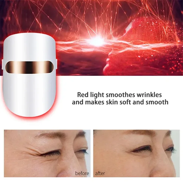 Skin Face Care Tool Wireless LED Face Mask  Whitening Portable USB Rechargeable LED 3 Color Facial Mask