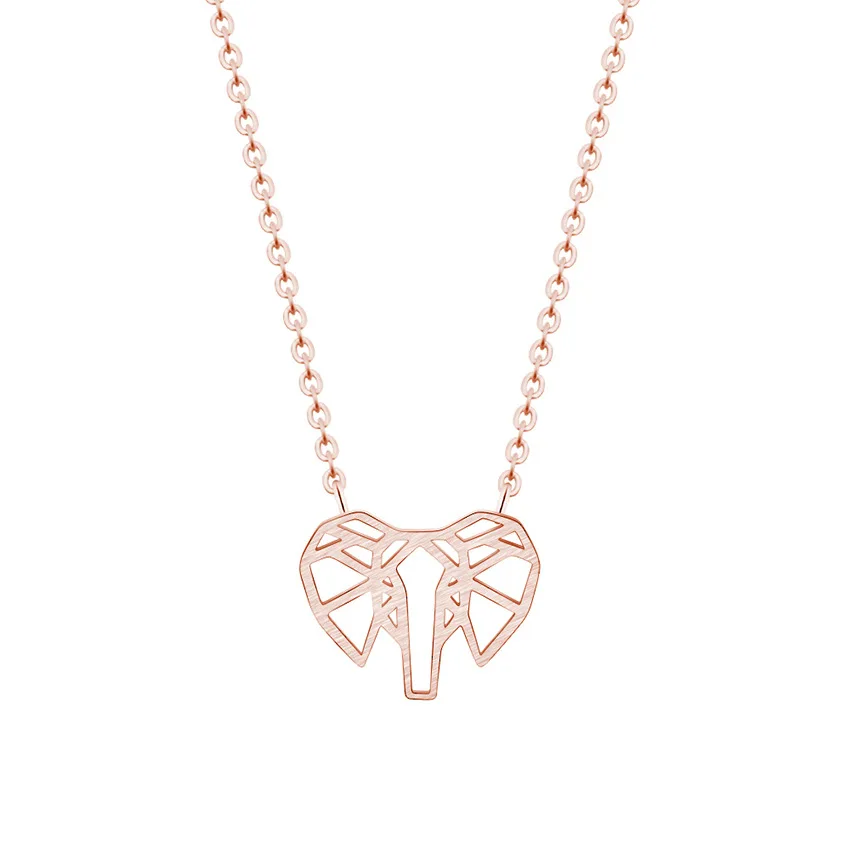 Wholesale Fashion design hollow out wire drawing lovely elephant Necklace Women Girl Jewelry