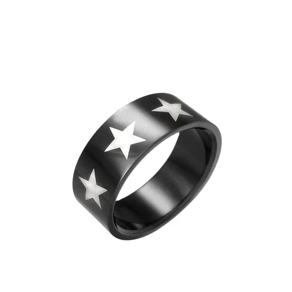 High Quality Cheap Ring Stainless Steel, Cheap Stainless Steel Jewelry Wholesale, Mens Black Stainless Steel 8mm Star Ring