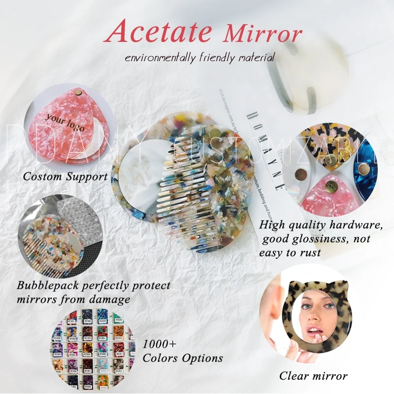 PDANY Custom High Quality Pocket Mini Mirror Portable Makeup Mini Comb With Mirrors for easy make up tools