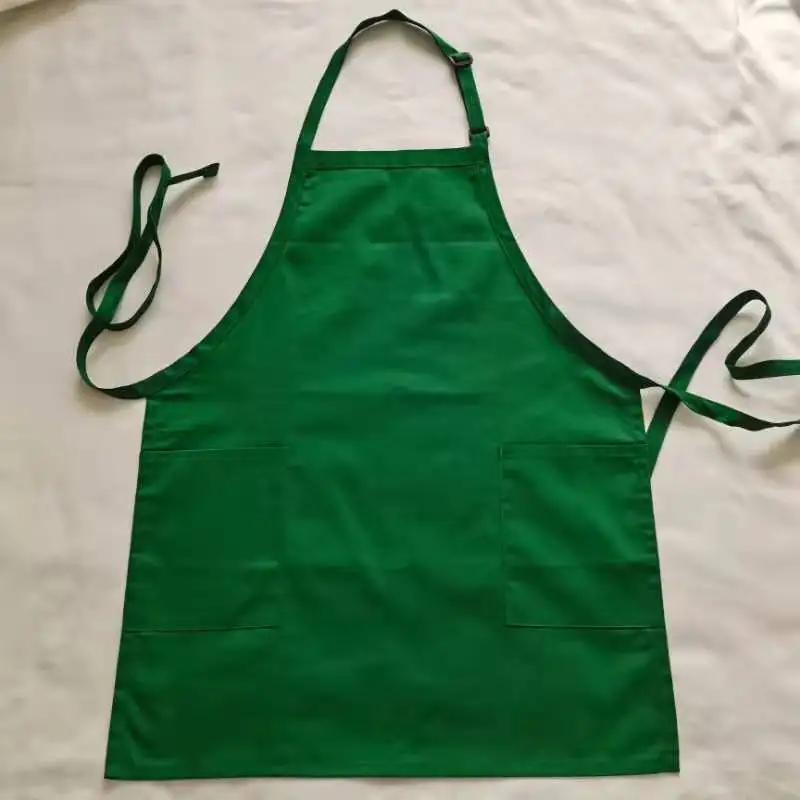 
high quality custom logo cleaning kitchen apron Bib Apron with 3 Center Pockets for restaurants 