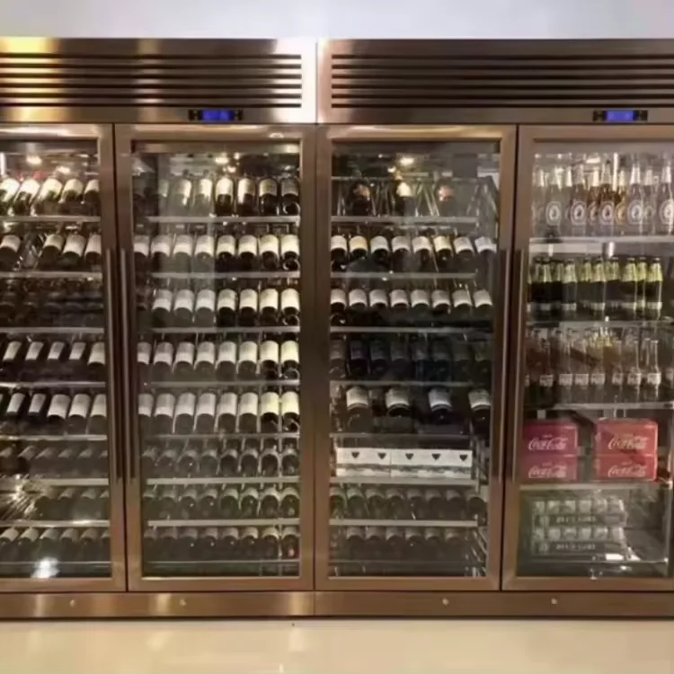 Stainless steel wine display shelves temperature control wine cabinet for restaurant
