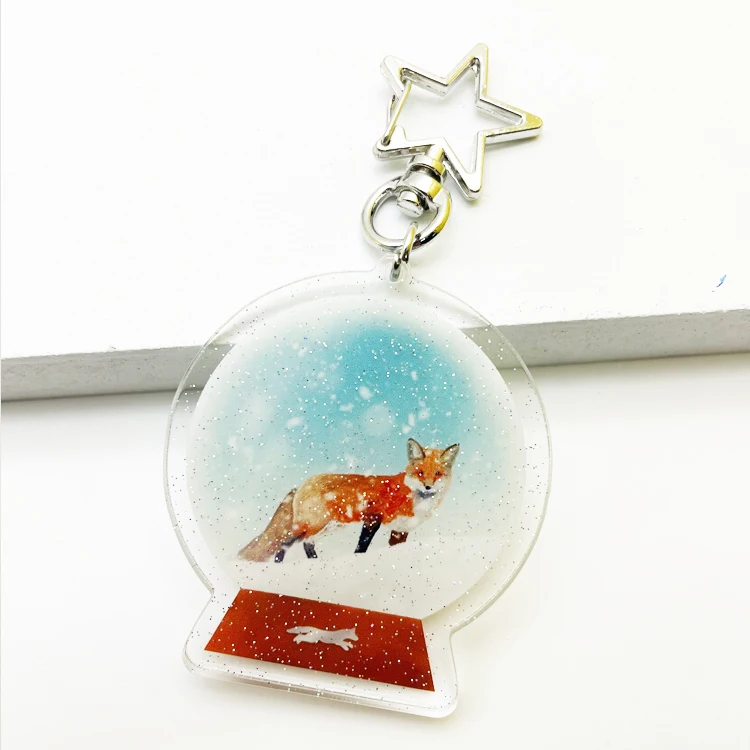 Custom printed double sided charms anime clear acrylic linked keychain