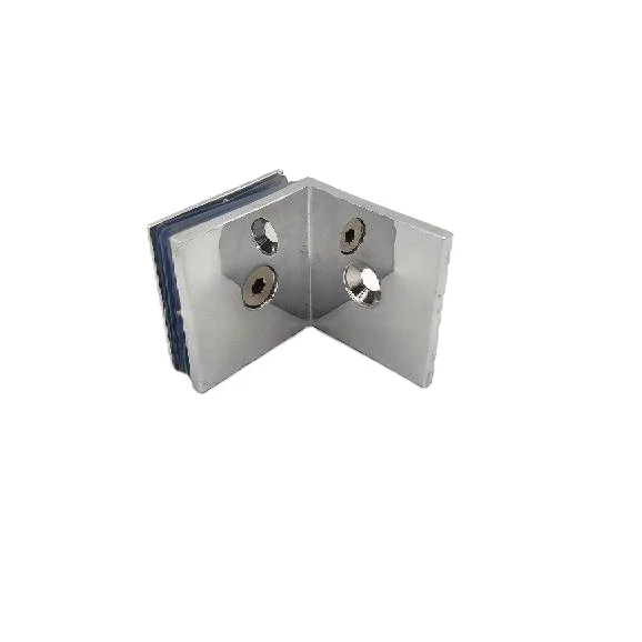 Factory Wholesale Bathroom Shower Room Fitting Glass Holder 90 Degree Square Edge Glass Clamp Stainless Steel Clamps