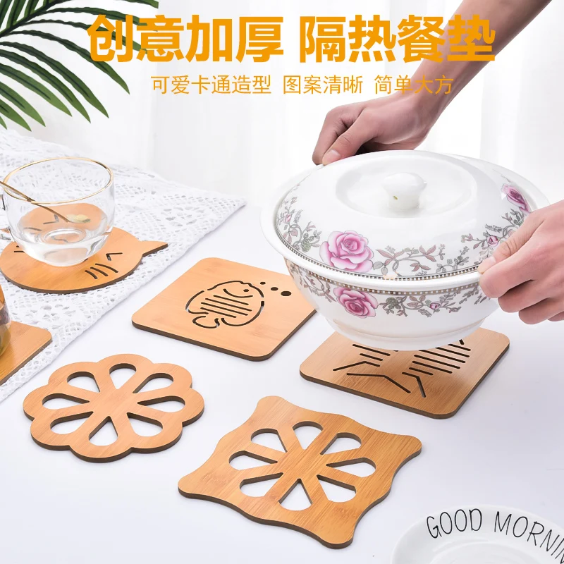 Household bamboo tablemat thermal insulation mat table mat square round bowl cup mat